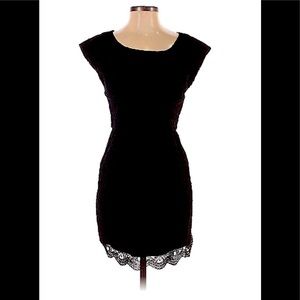 BCBGEneration Little Black Lace Dress size 4 Solid Embroidered ruched detail